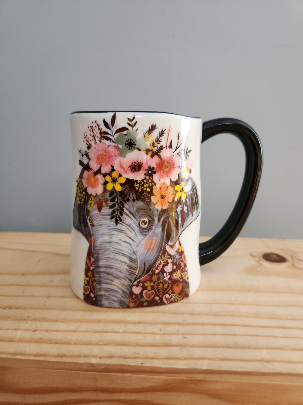 Floral Elephant Double-sided Ceramic Coffee Tea Mug